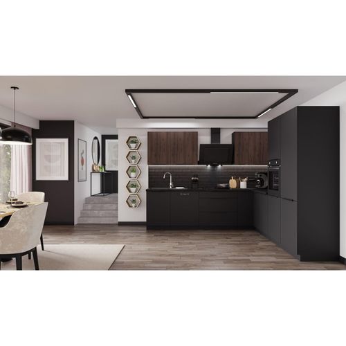 4255832100930 - Winkelküche SIENA + MONZA 280x270 cm Küchenzeile Eckküche Küche Nußbaum Schwarz 4255832100930 - Winkelküche SIENA + MONZA 280x270 cm Küchenzeile Eckküche Küche Nußbaum Schwarz