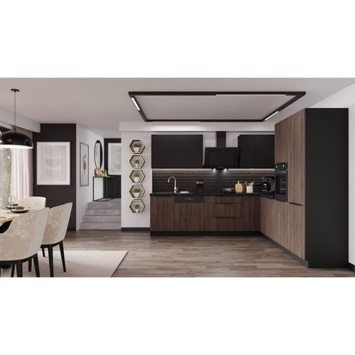 4255832100954 - Winkelküche MONZA + SIENA 280x270 cm Küchenzeile Eckküche Küche Nußbaum Schwarz 4255832100954 - Winkelküche MONZA + SIENA 280x270 cm Küchenzeile Eckküche Küche Nußbaum Schwarz