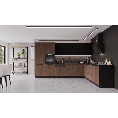 4255832101043 - Winkelküche MONZA + SIENA 350x290 cm Küchenzeile Eckküche Küche Nußbaum Schwarz 4255832101043 - Winkelküche MONZA + SIENA 350x290 cm Küchenzeile Eckküche Küche Nußbaum Schwarz