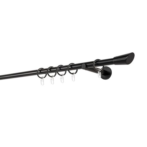 4066866117999 - Ondeco - Gardinenstange auf Maß 20mm Rag 1-lauf Vorhangstange Wandträger 12cm Stilgarnitur mit Ringen für Vorhänge - Schwarz - 110cm 4066866117999 - Ondeco - Gardinenstange auf Maß 20mm Rag 1-lauf Vorhangstange Wandträger 12cm Stilgarnitur mit Ringen für Vorhänge - Schwarz - 110cm