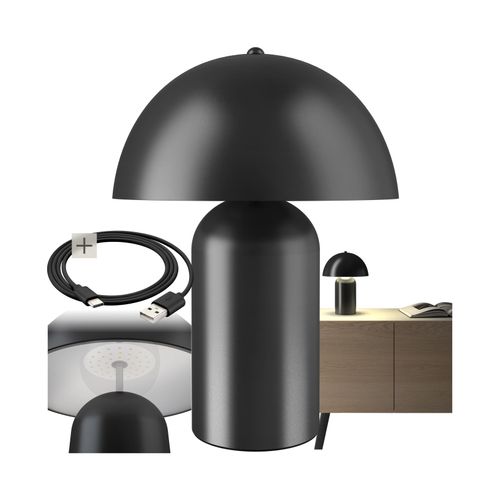 4061173261526 - tectake® Akku-Tischlampe Retro-Pilzdesign im 70er-Jahre-Stil indirektes Licht Touchschalter inkl Ladekabel 25 x 34 cm