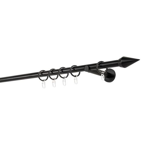 4066866121118 - Ondeco - Gardinenstange auf Maß 20mm Kegel 1-lauf Vorhangstange Wandträger 12cm Stilgarnitur mit Ringen für Vorhänge - Schwarz - 130cm 4066866121118 - Ondeco - Gardinenstange auf Maß 20mm Kegel 1-lauf Vorhangstange Wandträger 12cm Stilgarnitur mit Ringen für Vorhänge - Schwarz - 130cm