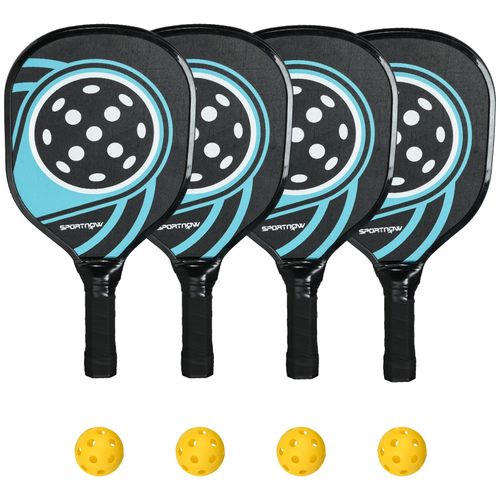 4255633546159 - SPORTNOW Pickleball-Set mit 4 Schlägern und 4 Bällen schwarz blau 40L x 20B x 3H cm