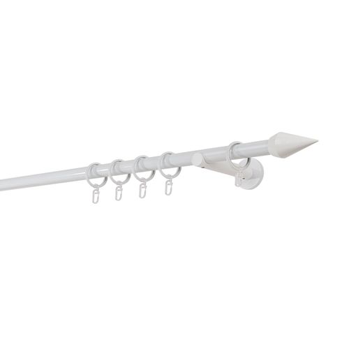 4066866121392 - Ondeco - Gardinenstange auf Maß 20mm Kegel 1-lauf Vorhangstange Wandträger 12cm Stilgarnitur mit Ringen für Vorhänge - Weiß - 100cm 4066866121392 - Ondeco - Gardinenstange auf Maß 20mm Kegel 1-lauf Vorhangstange Wandträger 12cm Stilgarnitur mit Ringen für Vorhänge - Weiß - 100cm