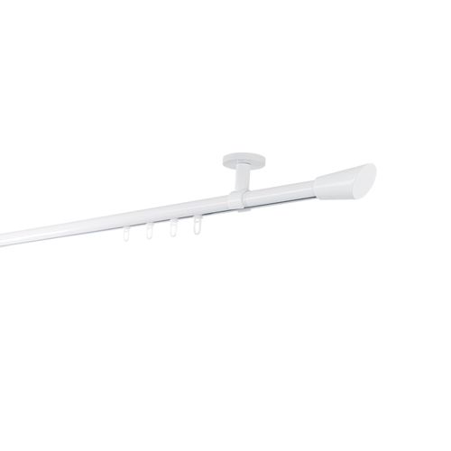 4066866193146 - Ondeco - Gardinenstange auf Maß Innenlauf 20mm Rag 1-lauf Vorhangstange Deckenträger 4cm Stilgarnitur mit Gleiter für Vorhänge - Weiß - 240cm 4066866193146 - Ondeco - Gardinenstange auf Maß Innenlauf 20mm Rag 1-lauf Vorhangstange Deckenträger 4cm Stilgarnitur mit Gleiter für Vorhänge - Weiß - 240cm