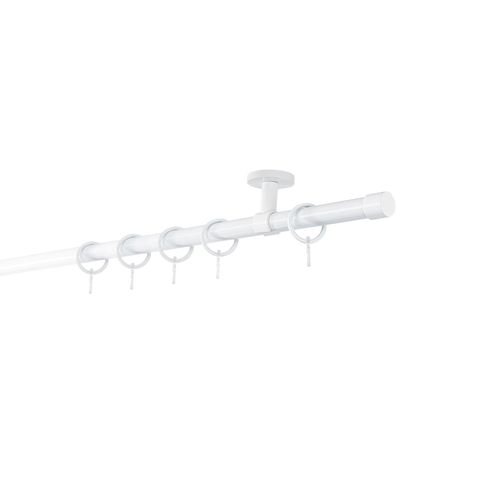 4066866158077 - Gardinenstange auf Maß 20mm Cap 1-lauf Vorhangstange Deckenträger 4cm Stilgarnitur mit Ringen für Vorhänge - Weiß - 200cm 4066866158077 - Gardinenstange auf Maß 20mm Cap 1-lauf Vorhangstange Deckenträger 4cm Stilgarnitur mit Ringen für Vorhänge - Weiß - 200cm