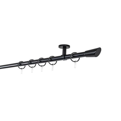 4066866161763 - Ondeco - Gardinenstange auf Maß 20mm Rag 1-lauf Vorhangstange Deckenträger 4cm Stilgarnitur mit Ringen für Vorhänge - Schwarz - 170cm 4066866161763 - Ondeco - Gardinenstange auf Maß 20mm Rag 1-lauf Vorhangstange Deckenträger 4cm Stilgarnitur mit Ringen für Vorhänge - Schwarz - 170cm