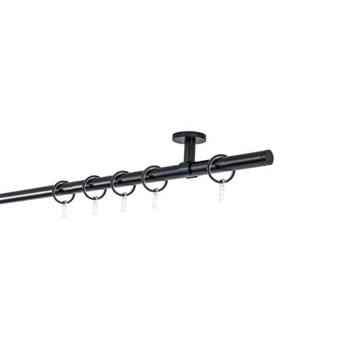 4066866163019 - Ondeco - Gardinenstange auf Maß 20mm Match 1-lauf Vorhangstange Deckenträger 4cm Stilgarnitur mit Ringen für Vorhänge - Schwarz - 180cm 4066866163019 - Ondeco - Gardinenstange auf Maß 20mm Match 1-lauf Vorhangstange Deckenträger 4cm Stilgarnitur mit Ringen für Vorhänge - Schwarz - 180cm