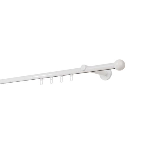 4066866176590 - Ondeco - Gardinenstange auf Maß Innenlauf 20mm Ball 1-lauf Vorhangstange Wandträger 12cm Stilgarnitur Gleiter für Vorhänge - Weiß - 120cm 4066866176590 - Ondeco - Gardinenstange auf Maß Innenlauf 20mm Ball 1-lauf Vorhangstange Wandträger 12cm Stilgarnitur Gleiter für Vorhänge - Weiß - 120cm