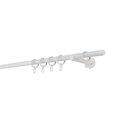 4066866119870 - Ondeco - Gardinenstange auf Maß 20mm Match 1-lauf Vorhangstange Wandträger 12cm Stilgarnitur mit Ringen für Vorhänge - Weiß - 130cm 4066866119870 - Ondeco - Gardinenstange auf Maß 20mm Match 1-lauf Vorhangstange Wandträger 12cm Stilgarnitur mit Ringen für Vorhänge - Weiß - 130cm