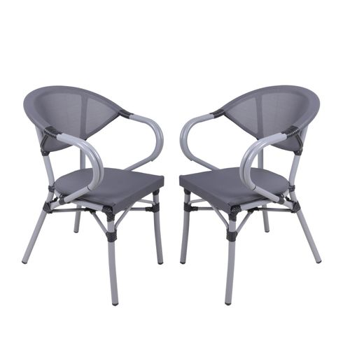 4059865697883 - 2er Set Stapelstuhl Toskana Garten Terrasse Stuhl Essstuhl Gartenmöbel grau