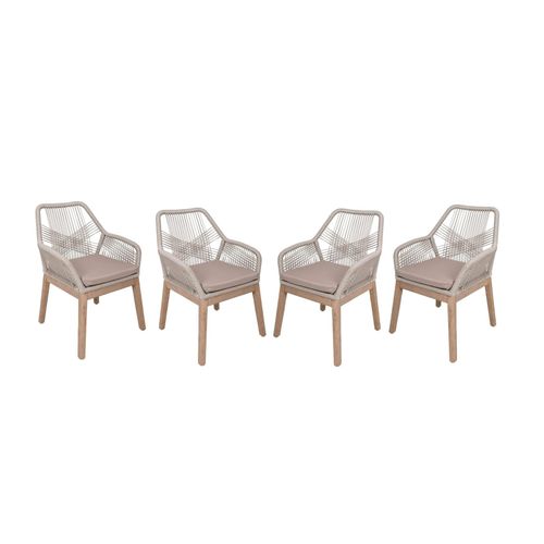 4059865697937 - 4er Set Gartenstuhl Pomona Armlehnstuhl Stuhl Relax Sessel Gartenmöbel braun