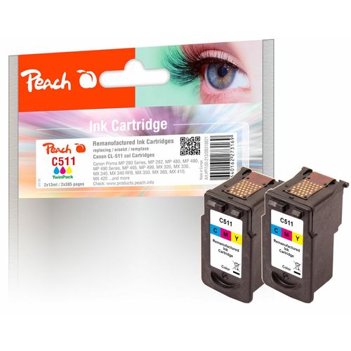 7640162273169 - C511 C 2 Druckköpfe 2*col ersetzt Canon CL-511C*2 2972B001 für zB Canon Pixma MP 250 Canon Pixma MP 230 Canon Pixma IP 2700 (wiederaufbereitet)