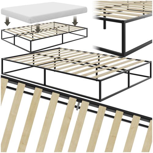 4061173266866 - tectake® Bett robustes Stahlgestell zeitloses Design Plattformgestell mit Unterbettstauraum Belastbarkeit 250 kg bodenschonende Kunststoffkappen