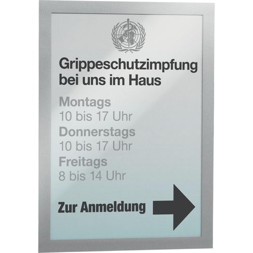 4005546405902 - DURABLE DURAFRAME® A3 Info-Rahmen Selbstklebender Präsentationsrahmen für Werbung die häufig aktualisiert wird 1 Packung = 6 Stück Farbe metallic silber