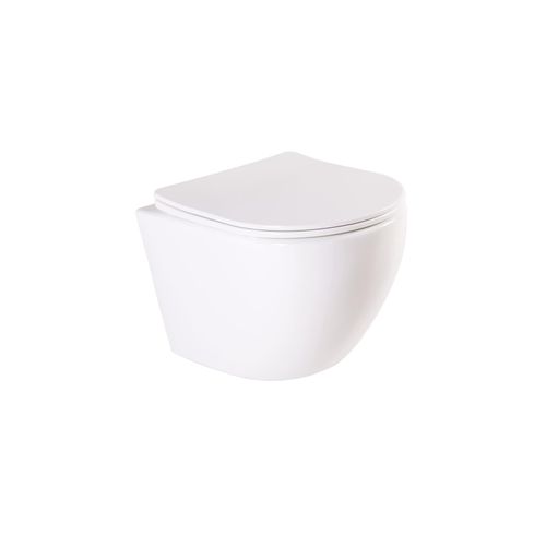 4002071271897 - sanicomfort Hänge WC Set Aliki – Spülrandloses Hygienisches Wand-WC Tiefspüler aus Hochwertiger Sanitärkeramik in Weiß Kompakt Modern inkl Soft-Close WC-Sitz