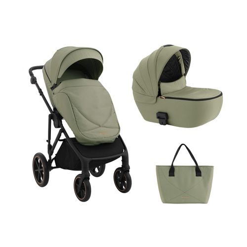 3800171205894 - Kikkaboo Kinderwagen Thea 2 in 1 EVA-Räder verstellbarer Schiebegriff Babywanne grün