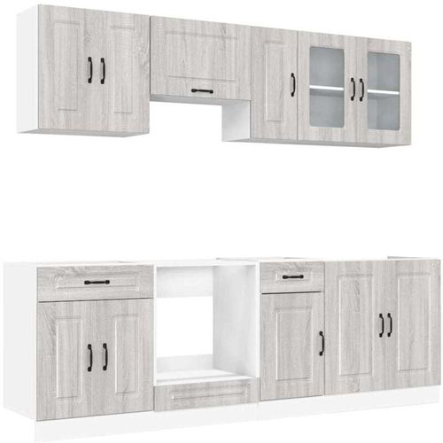 8721158504357 - 8-tlg Küchenschrank-Set Kalmar Grau Sonoma Holzwerkstoff vidaXL