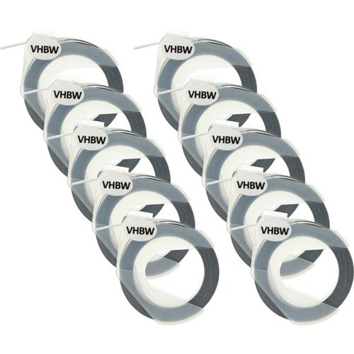 4068201949036 - Vhbw - 10x 3D Prägeband-Schriftband-Kassette kompatibel mit Dymo E-303 E-505 E-404 E-5500 Etiketten-Drucker 3m x 9mm Weiß auf Schwarz