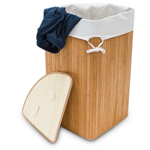 4052025046798 - Eckwäschekorb Bambus faltbare Wäschebox 60 l platzsparend Wäschesack Baumwolle 65 x 495 x 37 cm natur - Relaxdays