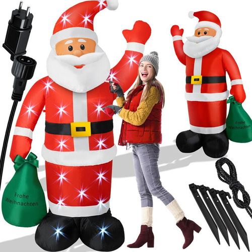 4260598879273 - KESSER® Aufblasbarer Weihnachtsmann XXL LED beleuchtet inkl Befestigungsmaterial Weihnachtsdekoration Weihnachtsdeko Figur  geräuscharmes Gebläse Nikolaus Santa witterungsbeständig IP44