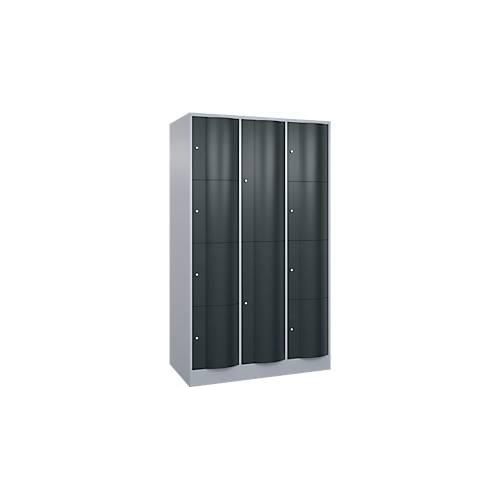 4068427609073 - Kombi-Schließfachschrank Resisto 3 Abteile 10 Fächer B 1148 x T 640 x H 1950 mm Weißalu Anthrazitgrau