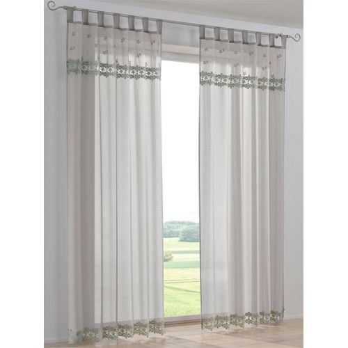 6930325795548 - Gardine HEINE HOME Gr 1 grau (hellgrau) Gardinen 145cm Schlaufenaufhängung Schlaufen 130cm Polyester B130cm H145cm