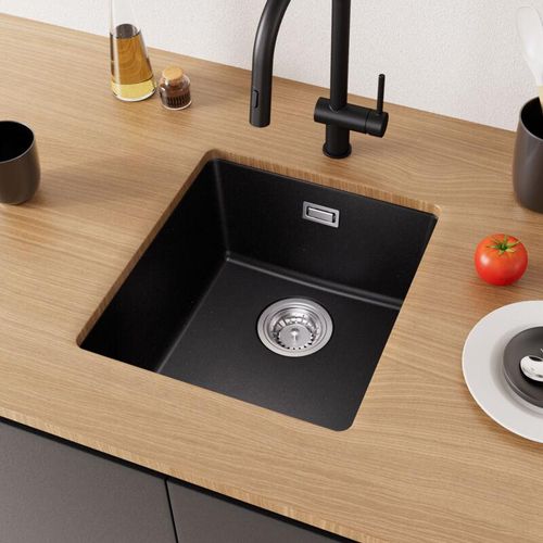 0709688540708 - Granitspüle 40 x 44 cm Unterbau-Küchenspüle Granit Einbauspüle Schwarz - Cecipa Max