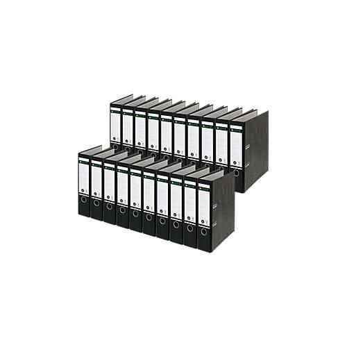 4002432489725 - Ordner LEITZ®1080 DIN A4 Rückenbreite 80 mm Griffloch geklebtes Rückenschild klimaneutral Hartpappe 20 Stück schwarz