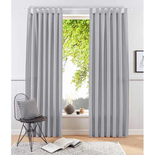 6941446627090 - Vorhang MY HOME Raja Gr 5 grau (silbergrau) B140cm H265cm Polyester Recyceltes Material Gardinen 2er-Set Bestseller einfarbig modern pflegeleichte Mikrofaser