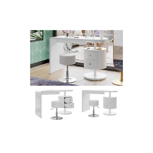 4066731401345 - Schminktisch Lara Weiß Hochglanz 120 cm Hocker
