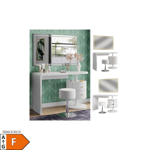 4066731401369 - Schminktisch Lara Weiß 120 cm mit LED-Spiegel und Hocker Vicco