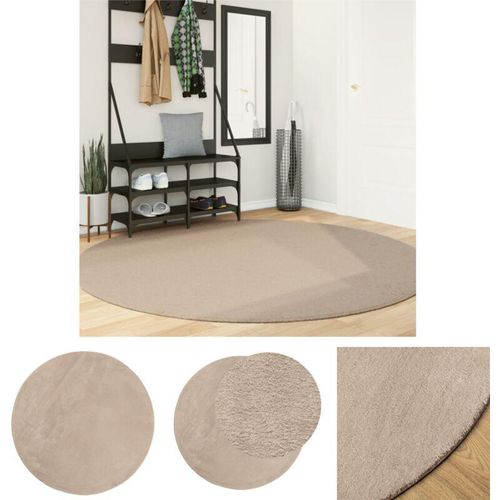 8721194213008 - The Living Store Teppich HUARTE Kurzflor Weich und Waschbar Sandfarben Ø 200 cm - Teppiche