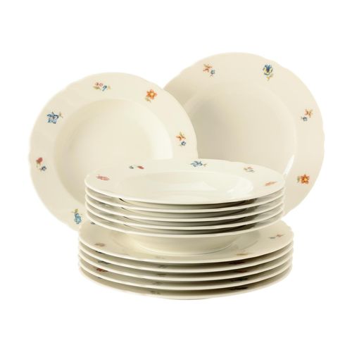 4003106984508 - Tafelservice SELTMANN WEIDEN Teller Set Geschirr-Set Marieluise Geschirr-Sets Gr 12 tlg bunt (elfenbeinfarben bunt) Tafelservice Made in Germany 12 Teile für 6 Personen