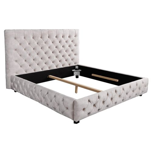 4251561908304 - riess-ambiente Doppelbett PARIS - 180x200cm champagner beige Samt Chesterfield Polsterbett