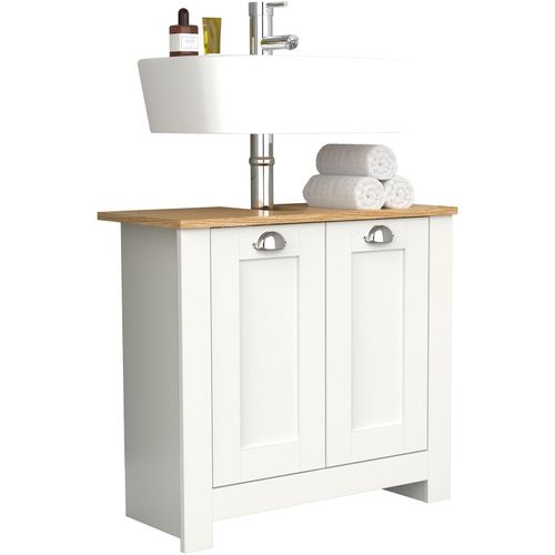 4051814440113 - Holz Waschbeckenunterschrank Badschrank Maße H 58 x B 65 x T 30 cm 2 Drehtüren - Balusa M 4051814440113 - Holz Waschbeckenunterschrank Badschrank Maße H 58 x B 65 x T 30 cm 2 Drehtüren - Balusa M