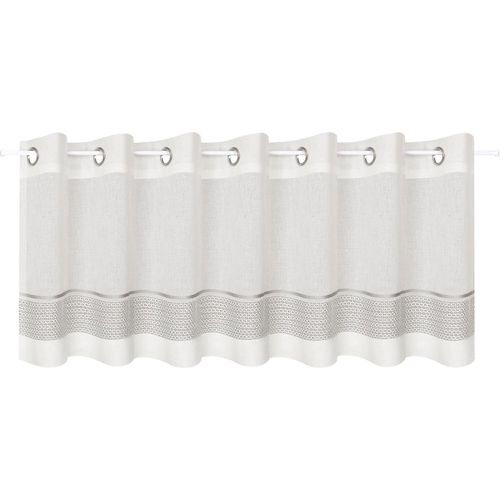 4007863688914 - Scheibengardine Janni Gr 1 grau (grau sanftes weiß) B145cm H50cm Polyester Gardinen SB-Ösenbistro JANNI