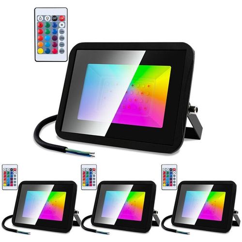 9475631347472 - SWANEW 4er 30W RGB LED Strahler Aussen 16 Farben 4 Modi Farbwechsel Flutlichtstrahler Mit Fernbedienung Memoryfunktion IP66 Wasserdicht 9475631347472 - SWANEW 4er 30W RGB LED Strahler Aussen 16 Farben 4 Modi Farbwechsel Flutlichtstrahler Mit Fernbedienung Memoryfunktion IP66 Wasserdicht