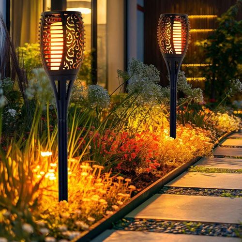 4036812110213 - Solarleuchte Feuereffekt Solarfackel Flammeneffekt Fackellampe Gartenleuchte schwarz Fackel Kunststoff led Leuchtmittel orange flackernd h 78 cm