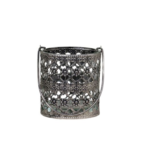 5712750314447 - Chic Antique Windlicht mit Henkel und Schnörkeln H8 D75 cm antik silber 5712750314447 - Chic Antique Windlicht mit Henkel und Schnörkeln H8 D75 cm antik silber