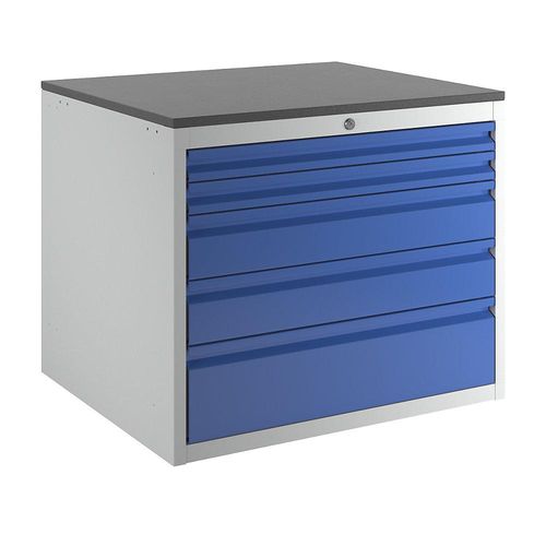 4040376926999 - Schubladenschrank mit Teleskopführungen Höhe 640 mm Schubladen 2 x 60 2 x 120 1 x 180 mm lichtgrau enzianblau Breite 770 mm RAU 4040376926999 - Schubladenschrank mit Teleskopführungen Höhe 640 mm Schubladen 2 x 60 2 x 120 1 x 180 mm lichtgrau enzianblau Breite 770 mm RAU