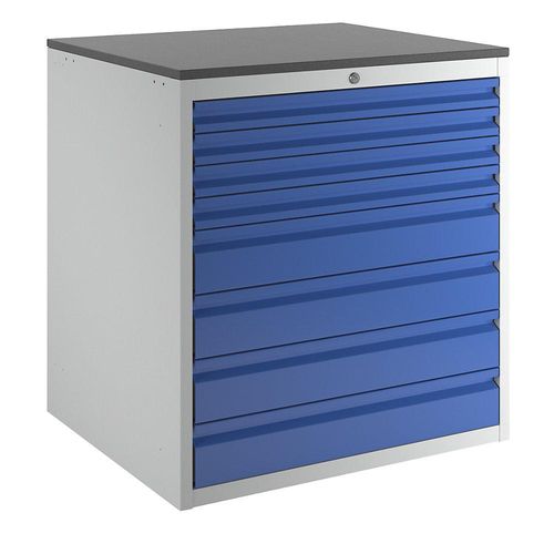 4040376927231 - Schubladenschrank mit Teleskopführungen Höhe 820 mm Schubladen 4 x 60 4 x 120 mm lichtgrau   enzianblau Breite 770 mm RAU