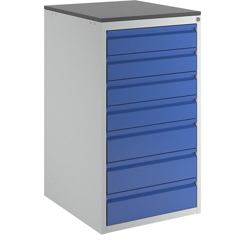 4040376927255 - Schubladenschrank mit Teleskopführungen Höhe 1030 mm Schubladen 4 x 120 3 x 150 mm lichtgrau enzianblau Breite 580 mm RAU 4040376927255 - Schubladenschrank mit Teleskopführungen Höhe 1030 mm Schubladen 4 x 120 3 x 150 mm lichtgrau enzianblau Breite 580 mm RAU