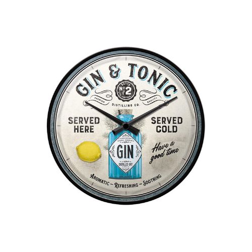 4036113510996 - Wanduhr »Nostalgic Art Gin & Tonic Served Here Ø 31 cm« 4036113510996 - Wanduhr »Nostalgic Art Gin & Tonic Served Here Ø 31 cm«