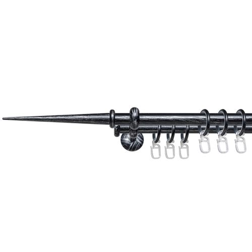 4016318402777 - Gardinenstange Esp Spitze Gardinenstangen Gr L 240 cm Ø 16 mm 2 läufig silberfarben (schwarz silber) Gardinenstangen 2-läufig im Fixmaß Ø 16 mm