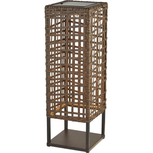 4255596670403 - Licht-erlebnisse - led Außenleuchte Solar Rattan IP44 warmweiß 2700 k 47 cm Braun eckig Tischleuchte außen 4255596670403 - Licht-erlebnisse - led Außenleuchte Solar Rattan IP44 warmweiß 2700 k 47 cm Braun eckig Tischleuchte außen