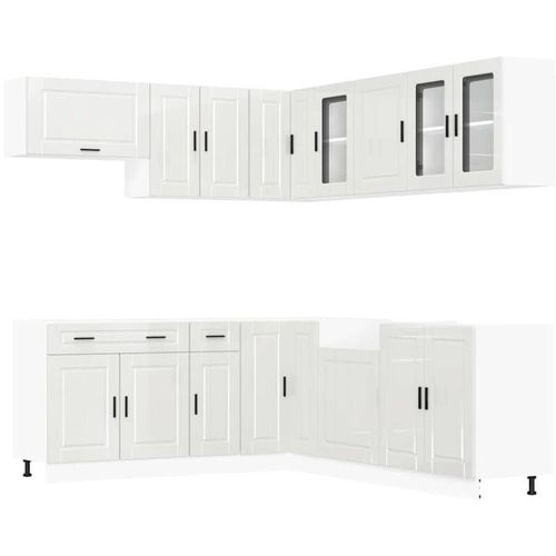 8721158505415 - Vidaxl - 11-tlg Küchenschrank-Set Porto Hochglanz-Weiß Holzwerkstoff