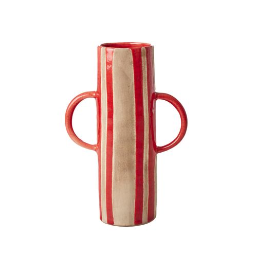 5708315251517 - RICE Keramik Vase Rote Streifen Höhe 225 Ø 7 cm Rot