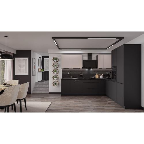 4255832100947 - Winkelküche SIENA + ARONA 280x270 cm Küchenzeile Eckküche Küche Kaschmir Schwarz 4255832100947 - Winkelküche SIENA + ARONA 280x270 cm Küchenzeile Eckküche Küche Kaschmir Schwarz