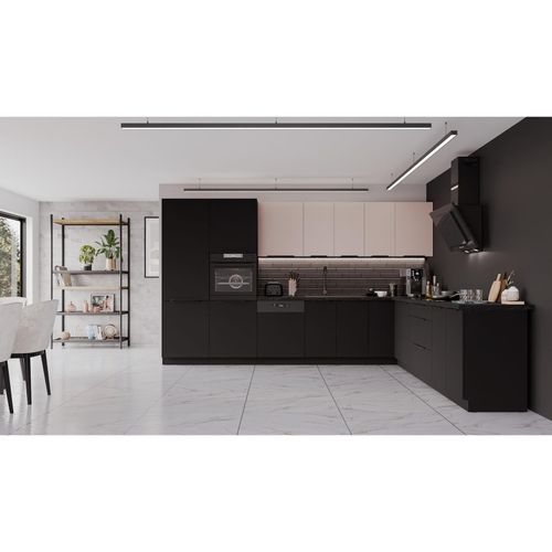 4255832101036 - Winkelküche SIENA + ARONA 350x290 cm Küchenzeile Eckküche Küche Kaschmir Schwarz 4255832101036 - Winkelküche SIENA + ARONA 350x290 cm Küchenzeile Eckküche Küche Kaschmir Schwarz